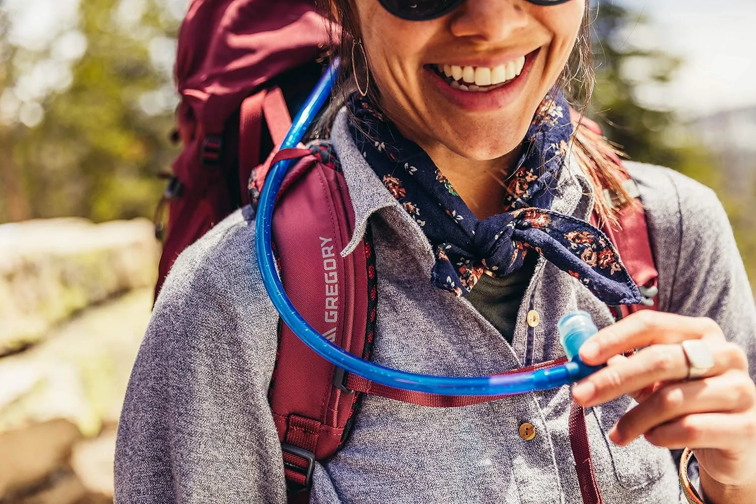 Gregory Kalmia 60L Women's Backpacking Pack, Ventilated Backpanel, Built-in Hydration Attachment for Bladder (Reservoir Not Included), Equinox Grey