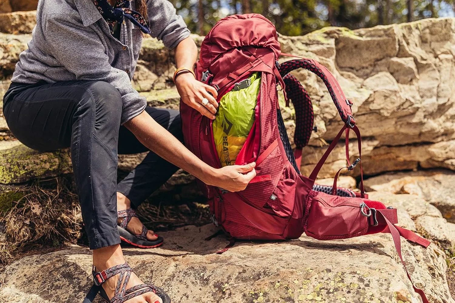 Gregory Kalmia 60L Women's Backpacking Pack, Ventilated Backpanel, Built-in Hydration Attachment for Bladder (Reservoir Not Included), Equinox Grey