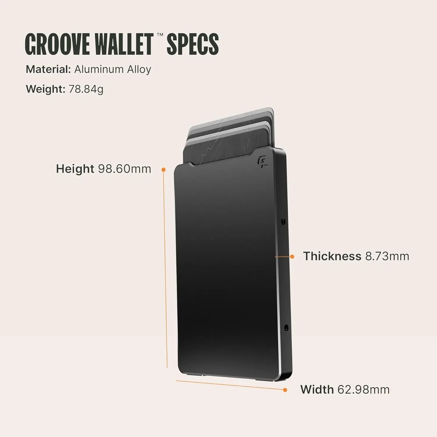 Groove Life Groove Wallet Midnight Black with Money Clip Men's Minimalist Low Profile Aluminum Credit Card Holder with Magnetic Thumb Swipe, RFID Blocking, Lifetime Coverage