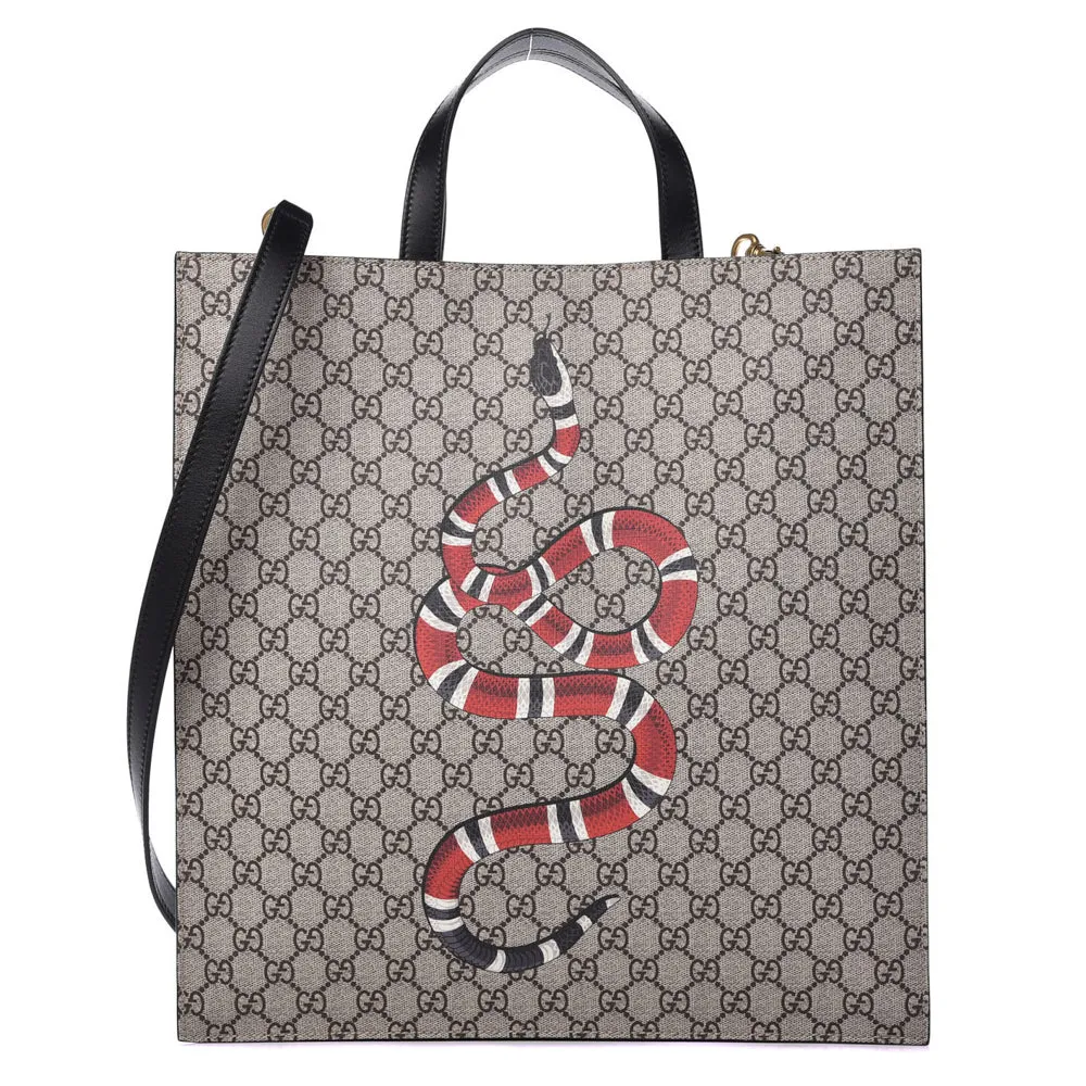 Gucci GG Supreme Coated Canvas King Snake Print Tote Bag