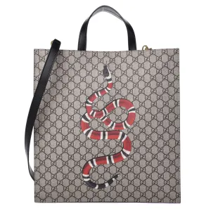 Gucci GG Supreme Coated Canvas King Snake Print Tote Bag