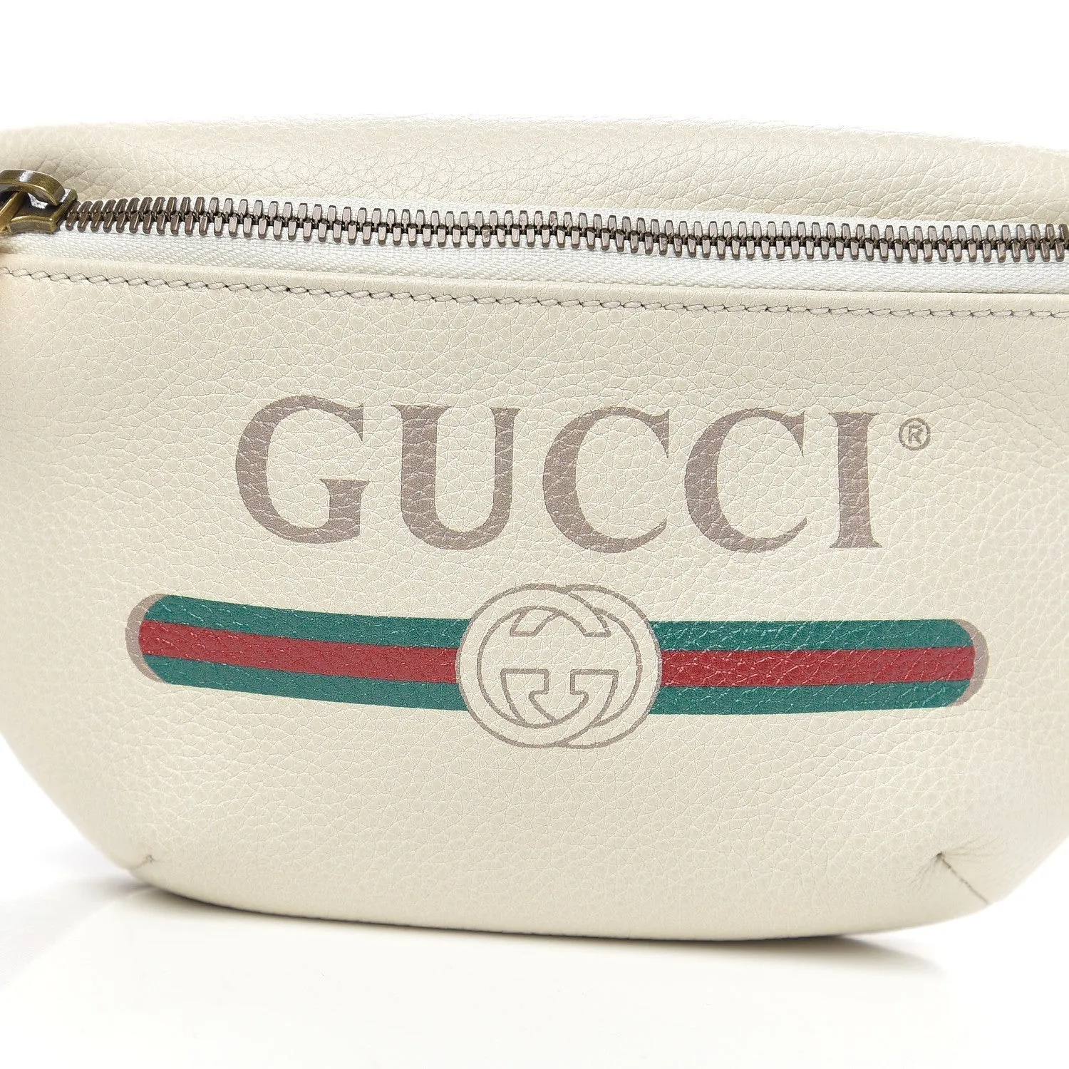 Gucci Logo Belt Bag in White Leather