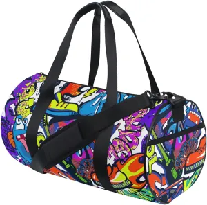 Gym Bag - Printed/Colorful Canvas Duffel Bag - 17.6 x 9 x 9 inches - Travel, Business, Sports Luggage - One Size