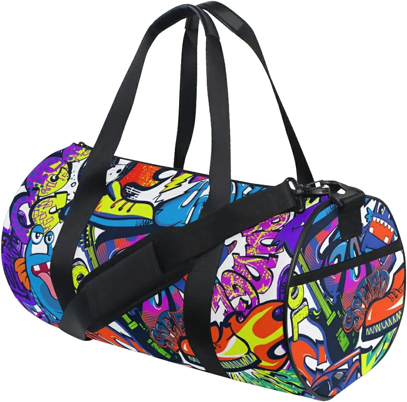 Gym Bag - Printed/Colorful Canvas Duffel Bag - 17.6 x 9 x 9 inches - Travel, Business, Sports Luggage - One Size