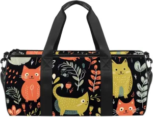 Gym Bags for Women,Duffle Bag for Travel,Cat Bird Dog and Flower,Gym Bag for Men