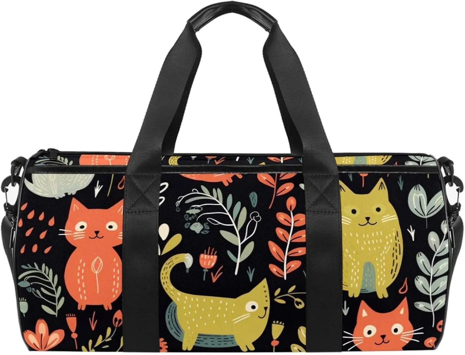 Gym Bags for Women,Duffle Bag for Travel,Cat Bird Dog and Flower,Gym Bag for Men
