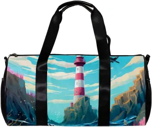 Gym Bags for Women,Duffle Bag for Travel,Sea Lighthouse Ocean Seagull,Gym Bag for Men