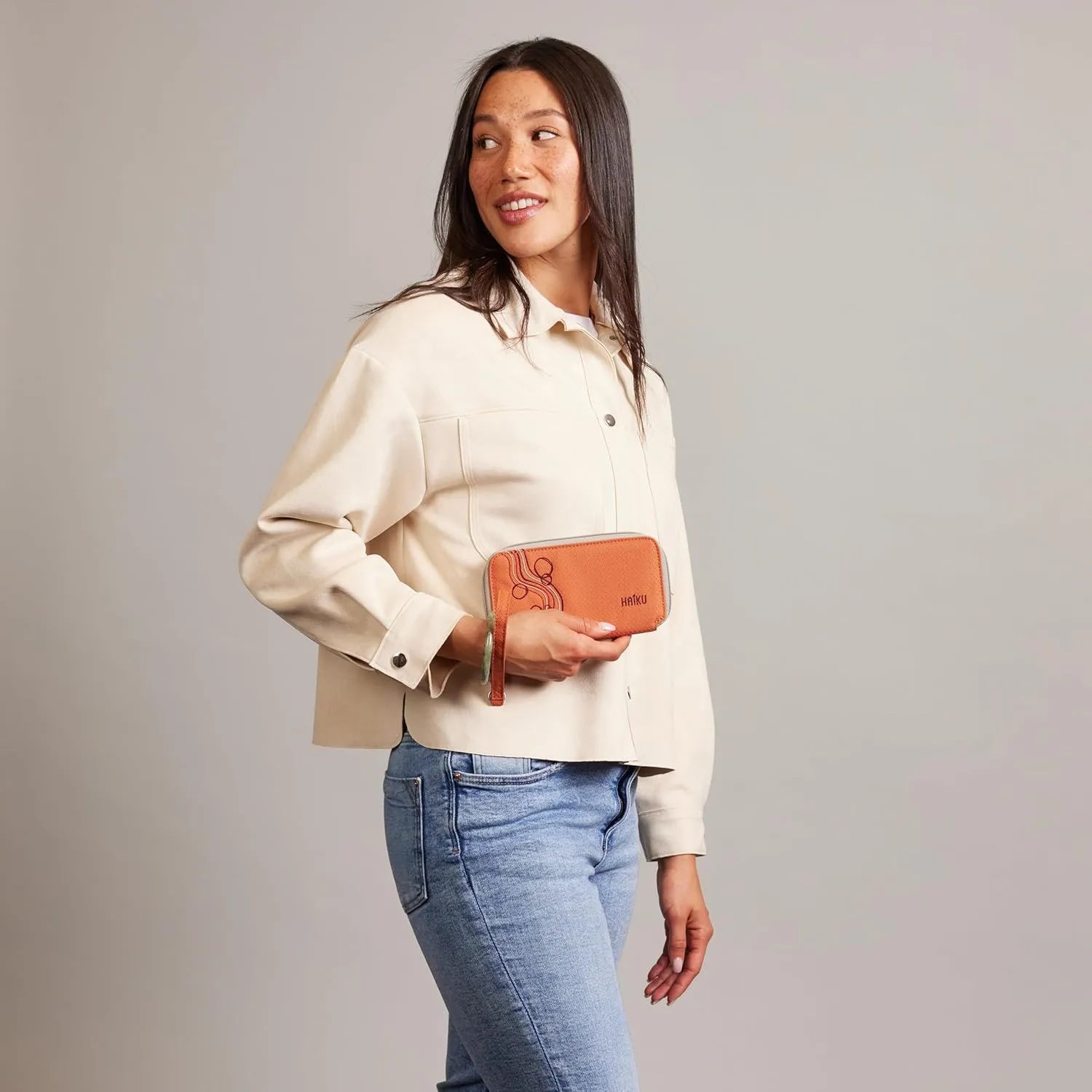 HAIKU Intrepid Small and Slim Women's Wristlet Wallet, Clutch Purse, Zip Around RFID-Blocking Credit Card holder, and ID Holder, Rustic Clay
