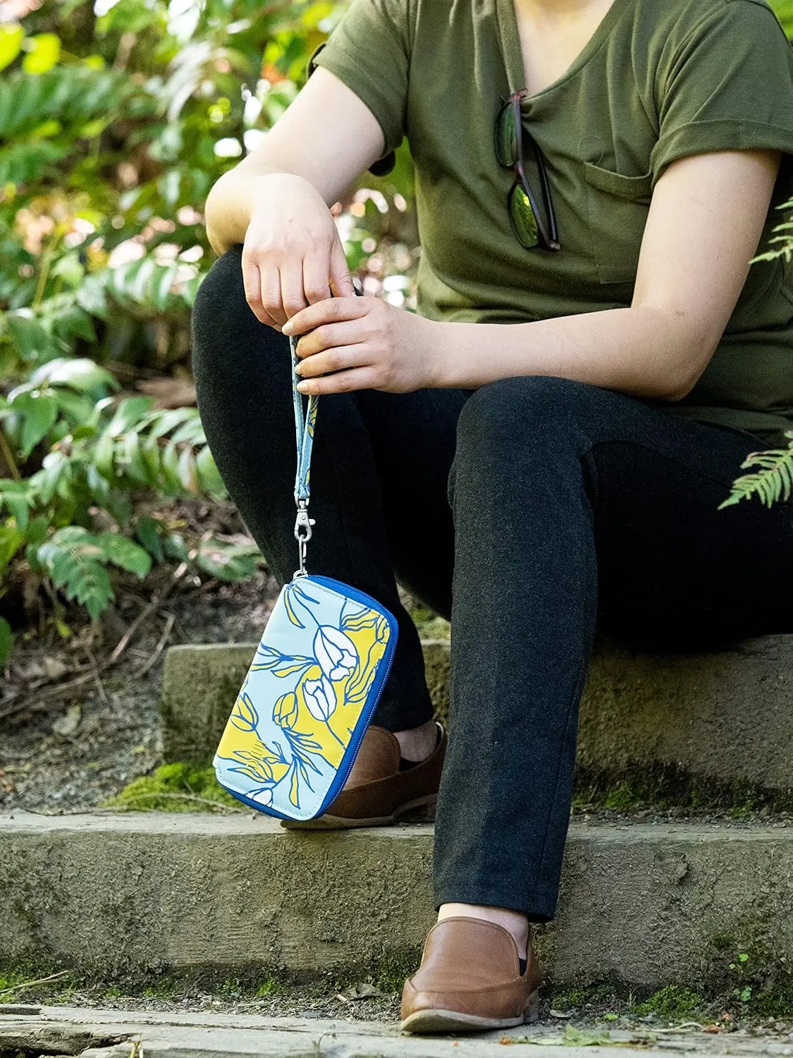 HAIKU Intrepid Small and Slim Women's Wristlet Wallet, Clutch Purse, Zip Around RFID-Blocking Credit Card holder, and ID Holder, Valley Tulip Print