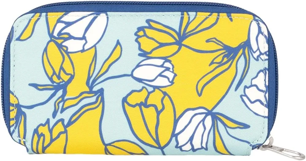 HAIKU Intrepid Small and Slim Women's Wristlet Wallet, Clutch Purse, Zip Around RFID-Blocking Credit Card holder, and ID Holder, Valley Tulip Print
