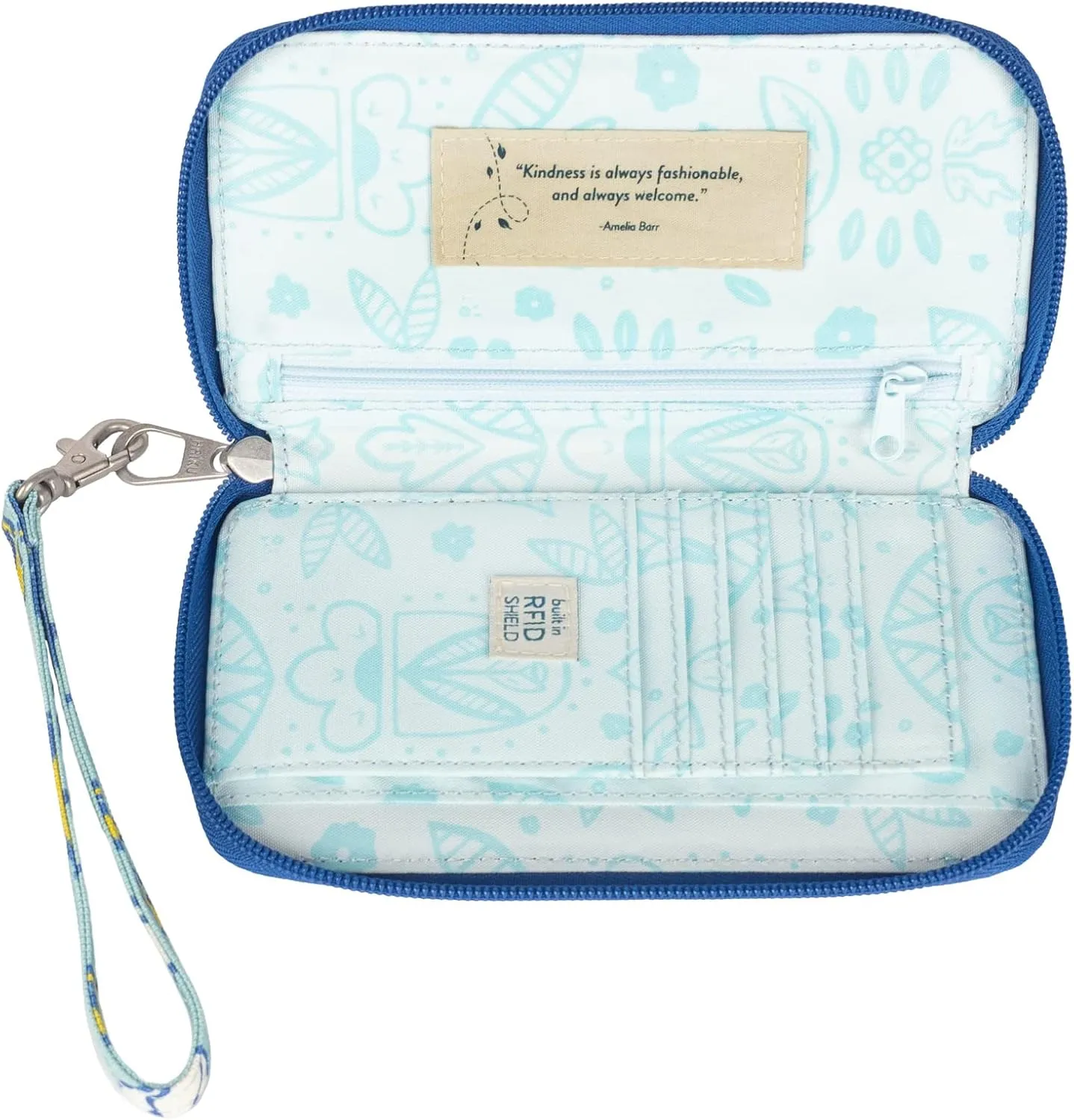 HAIKU Intrepid Small and Slim Women's Wristlet Wallet, Clutch Purse, Zip Around RFID-Blocking Credit Card holder, and ID Holder, Valley Tulip Print