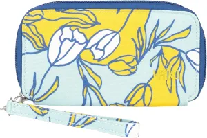 HAIKU Intrepid Small and Slim Women's Wristlet Wallet, Clutch Purse, Zip Around RFID-Blocking Credit Card holder, and ID Holder, Valley Tulip Print