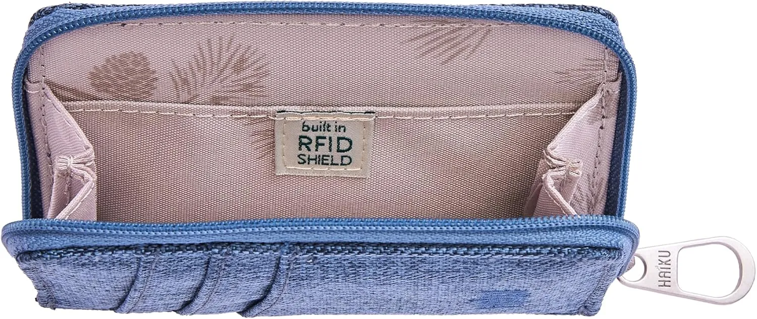 HAIKU Sprout Wallet, Lightweight Small Wristlet Wallet with Zippered Pouch, RFID Pockets, and Removeable Wrist Strap, River Rock Blue