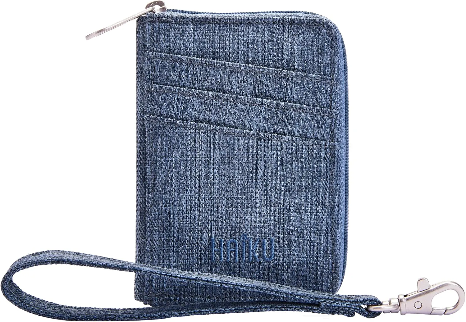 HAIKU Sprout Wallet, Lightweight Small Wristlet Wallet with Zippered Pouch, RFID Pockets, and Removeable Wrist Strap, River Rock Blue