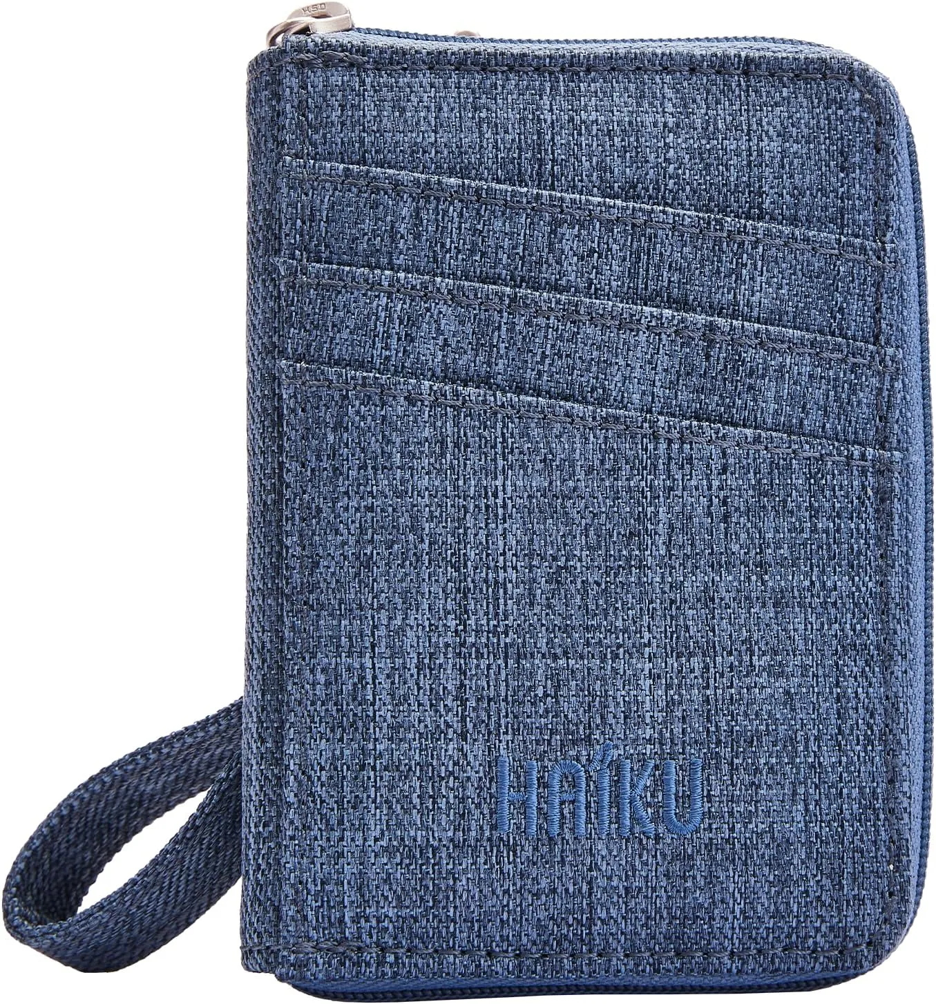 HAIKU Sprout Wallet, Lightweight Small Wristlet Wallet with Zippered Pouch, RFID Pockets, and Removeable Wrist Strap, River Rock Blue