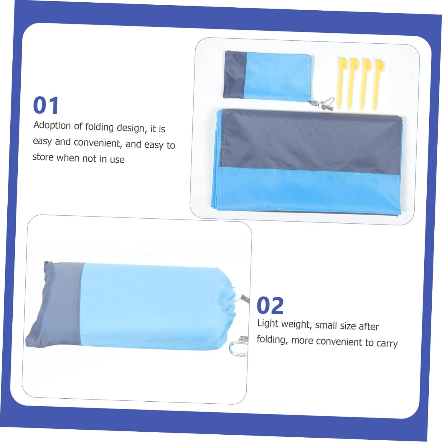 HANABASS 2pcs Portable Picnic Mat Foldable Camping Blanket for Outdoor Activities Lightweight Ground Cloth for Beach Hiking Backyard Fun Multi-Purpose Use