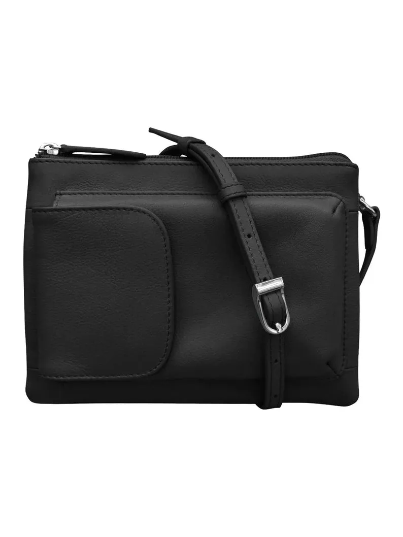 Handbag Cell Phone Black Leather RFID Blocking 6040