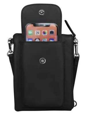 Handbag Cell Phone Black Leather RFID Blocking 6040