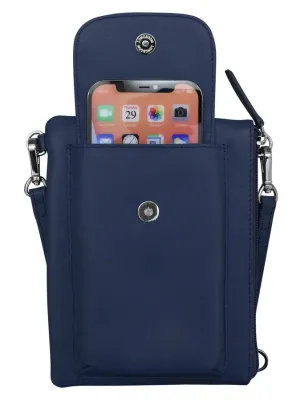 Handbag Cell Phone Classic Navy Leather RFID Blocking 6040