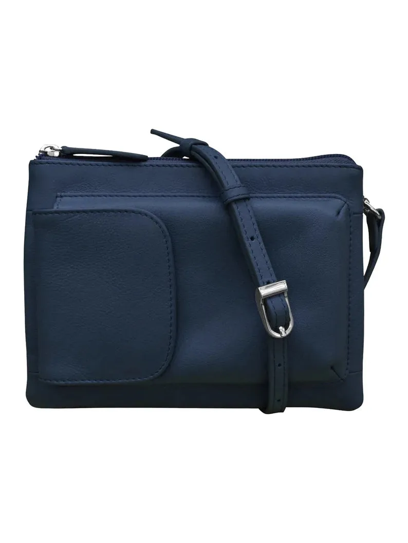 Handbag Cell Phone Classic Navy Leather RFID Blocking 6040