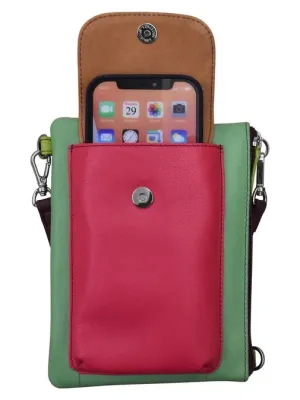 Handbag Cell Phone Sage Multi Leather RFID Blocking 6040