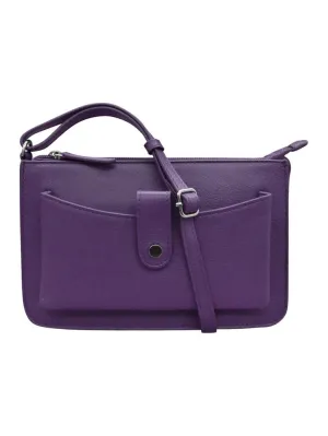 Handbag Front Pocket Phone Bag Purple Leather RFID Blocking 6046