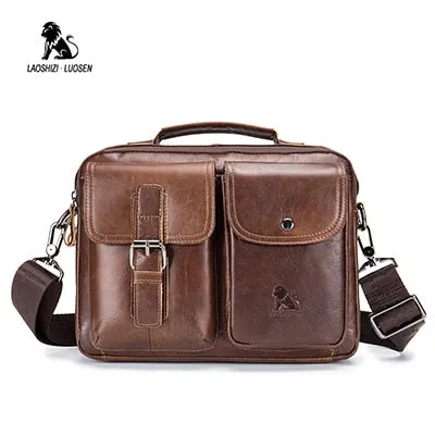 Handbags Bags Vintage Weekend sale LAOSHIZI Handtasche Shoulder Business Messenger Leather Big-ticket savings Bag Men's Male LUOSEN Men Bag Crossbody Genuine