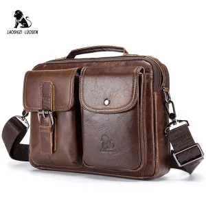 Handbags Bags Vintage Weekend sale LAOSHIZI Handtasche Shoulder Business Messenger Leather Big-ticket savings Bag Men's Male LUOSEN Men Bag Crossbody Genuine