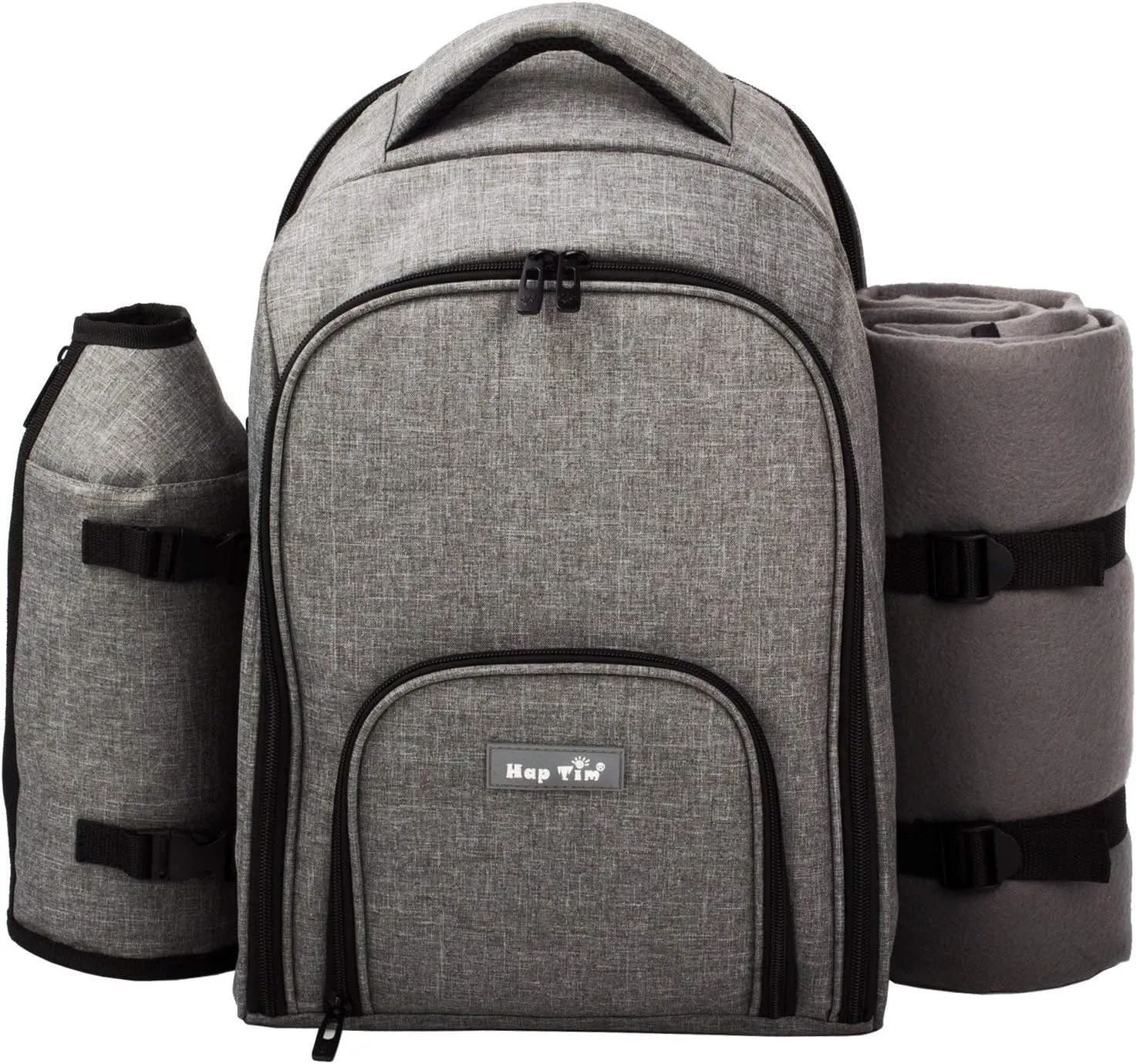 Hap Tim Picnic Basket Backpack for 4 Person with Insulated Cooler Compartment, Wine Holder, Fleece Blanket, Cutlery Set, Engagement Gifts for Couples, Bridal Shower Gift, Wedding Registry Gifts (3263)