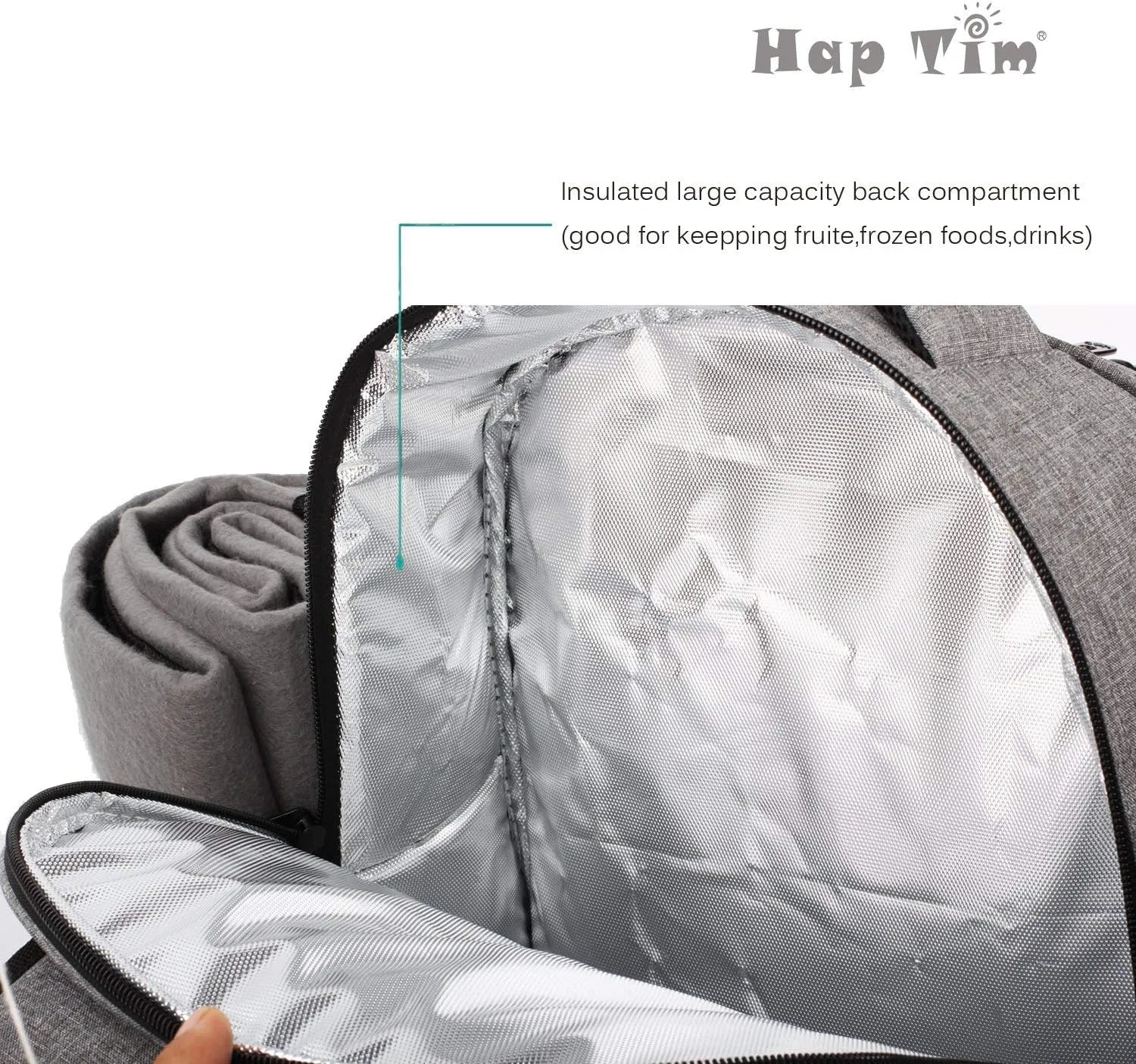 Hap Tim Picnic Basket Backpack for 4 Person with Insulated Cooler Compartment, Wine Holder, Fleece Blanket, Cutlery Set, Engagement Gifts for Couples, Bridal Shower Gift, Wedding Registry Gifts (3263)