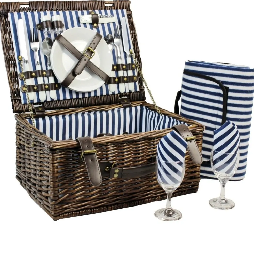 HappyPicnic® Wicker Picnic Basket for 2