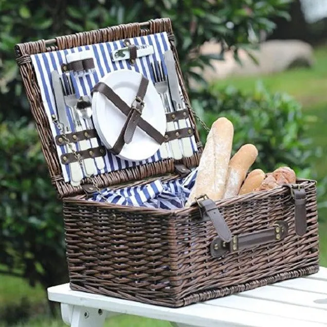 HappyPicnic® Wicker Picnic Basket for 2