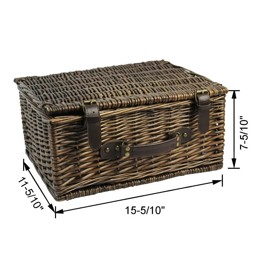 HappyPicnic® Wicker Picnic Basket for 2