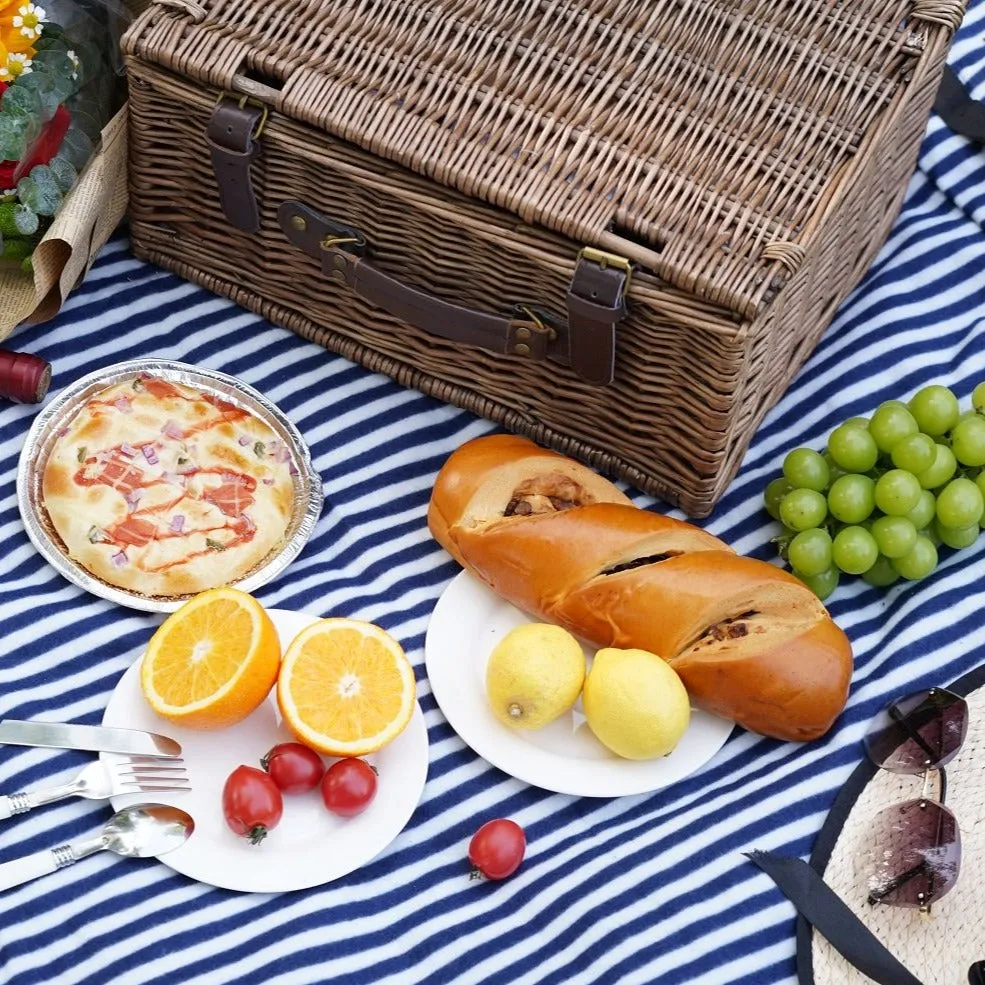 HappyPicnic® Wicker Picnic Basket for 2