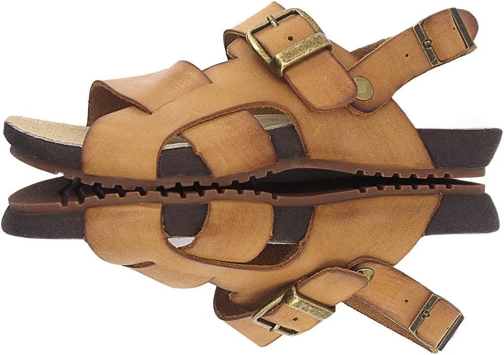 Harssidanzar Mens Leather Sandals Adjustable Ankle Strap sandals GM205
