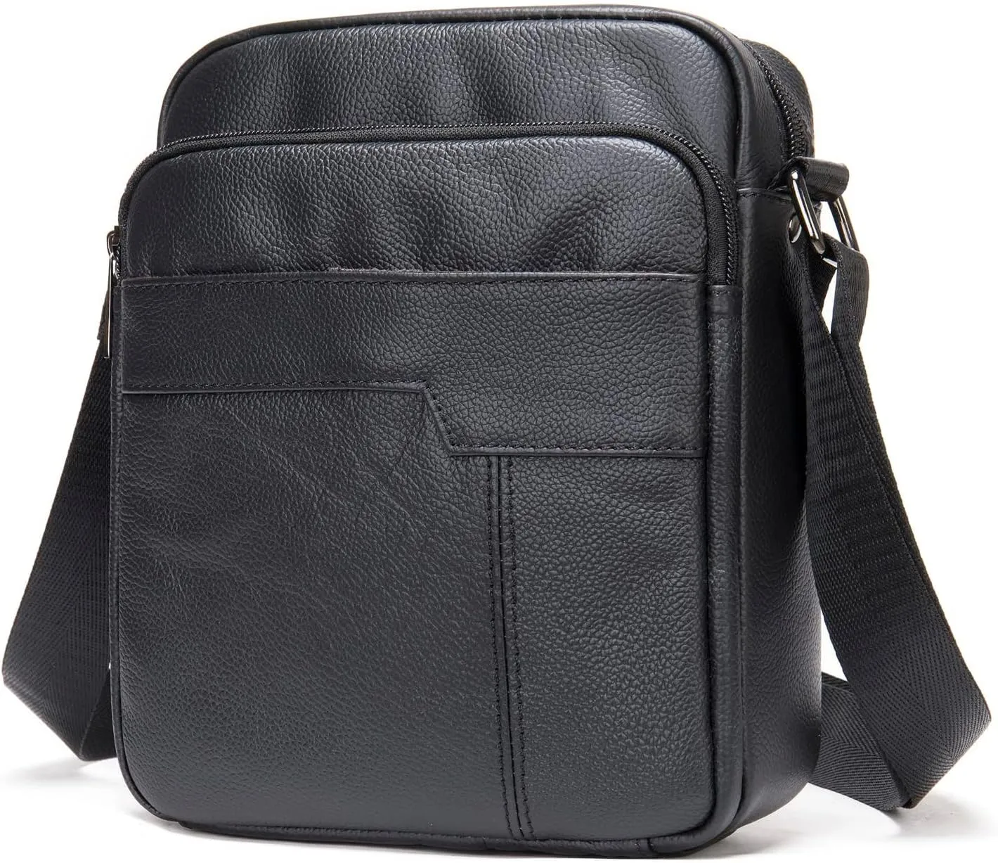 Hebetag Leather Shoulder Messenger Bag for Men Travel Business Crossbody Pack Wallet Phone Pouch Purse Pocket Daypack