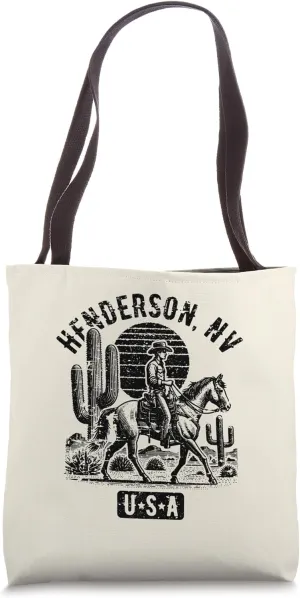 Henderson Nevada USA Cowboy Horse Vintage Style Design Tote Bag