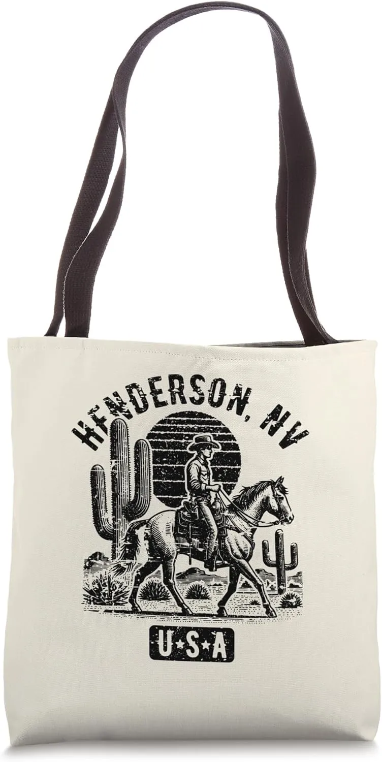 Henderson Nevada USA Cowboy Horse Vintage Style Design Tote Bag