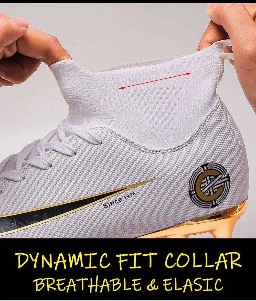 HESBITEUL Soccer Cleats Outdoor for Boys Training: High Top Football Cleats for Firm Ground