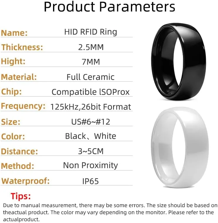 HID RFID Ring 125kHz ProxCard II for Access Control Cards Proximity Compatible with 1386 ISOProx II 26 bit H10301 Format (Black, US#12)
