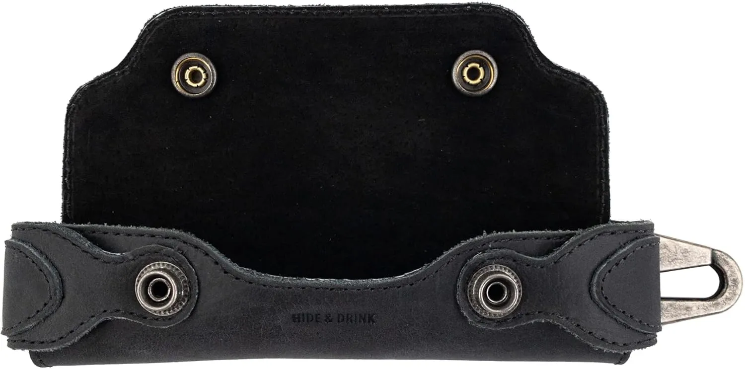 Hide & Drink, Harmonica Case, Vintage Style Protector, Instrument Cover, Musician Accessories, Full Grain Leather, Handmade, Charcoal Black
