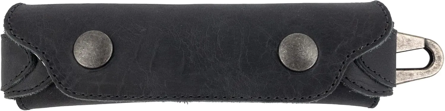 Hide & Drink, Harmonica Case, Vintage Style Protector, Instrument Cover, Musician Accessories, Full Grain Leather, Handmade, Charcoal Black