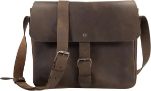 Hide & Drink, Small Messenger Bag, Rectangular Bag with Adjustable Shoulder Strap, Crossbody Bag, Travel Accessory, Full Grain Leather, Handmade, Bourbon Brown