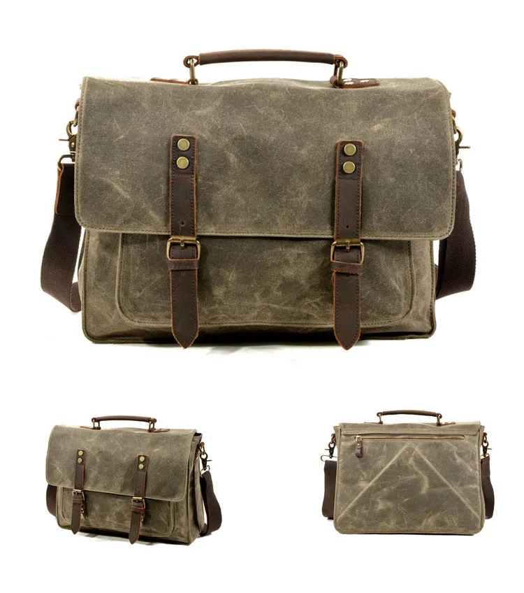 High-Quality Vintage Oil Wax Canvas Shoulder Bag for Men