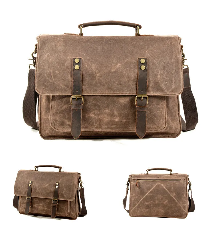 High-Quality Vintage Oil Wax Canvas Shoulder Bag for Men
