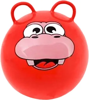 Hippity Hop Exercise Hopper Jump Balls with Animal Face and Two Handles for Kids (Red Hippo)