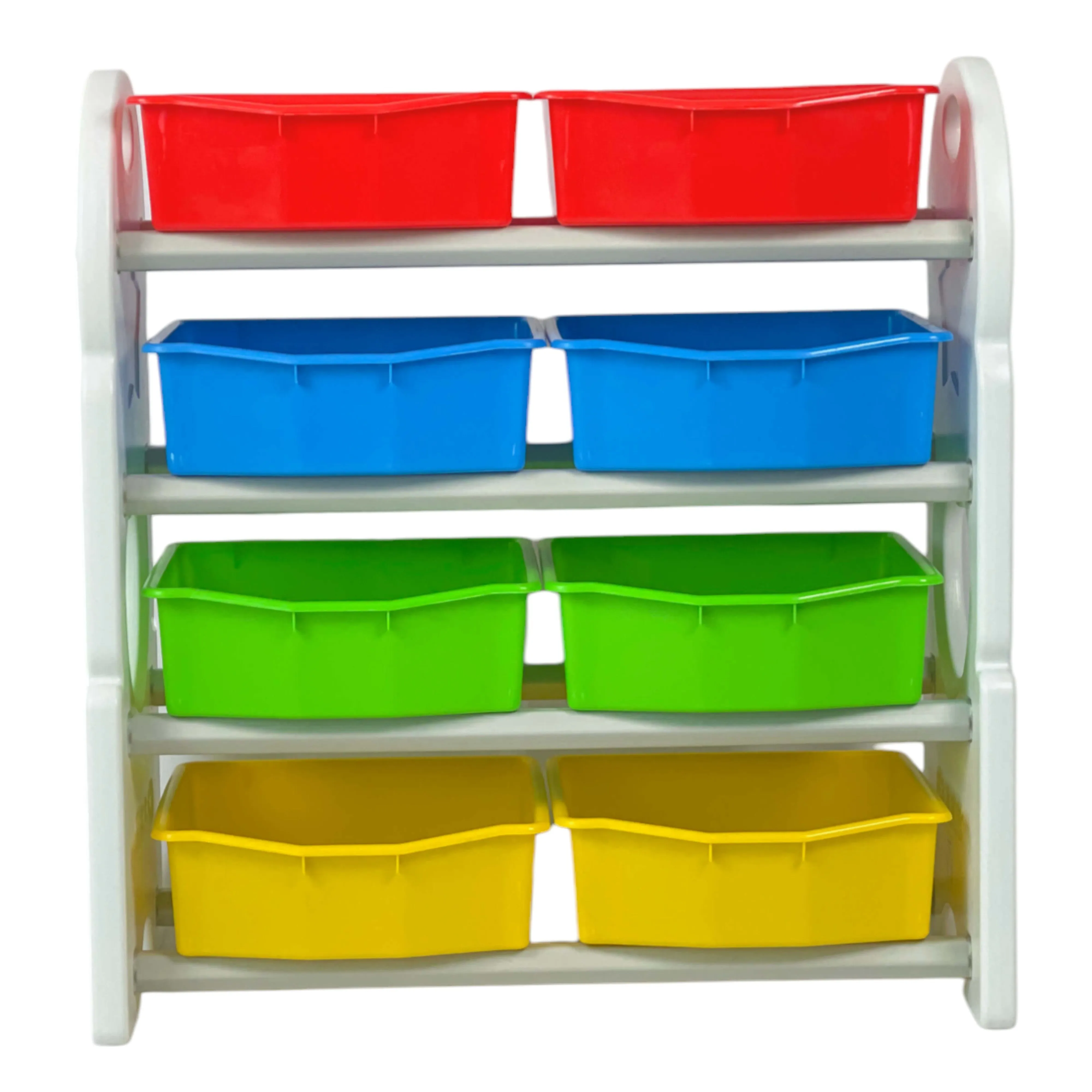Home Canvas Deluxe Multi-Bin Toy Organizer with Storage Bins | Lightweight Design Toy Storage Box for Kids Play Room - White