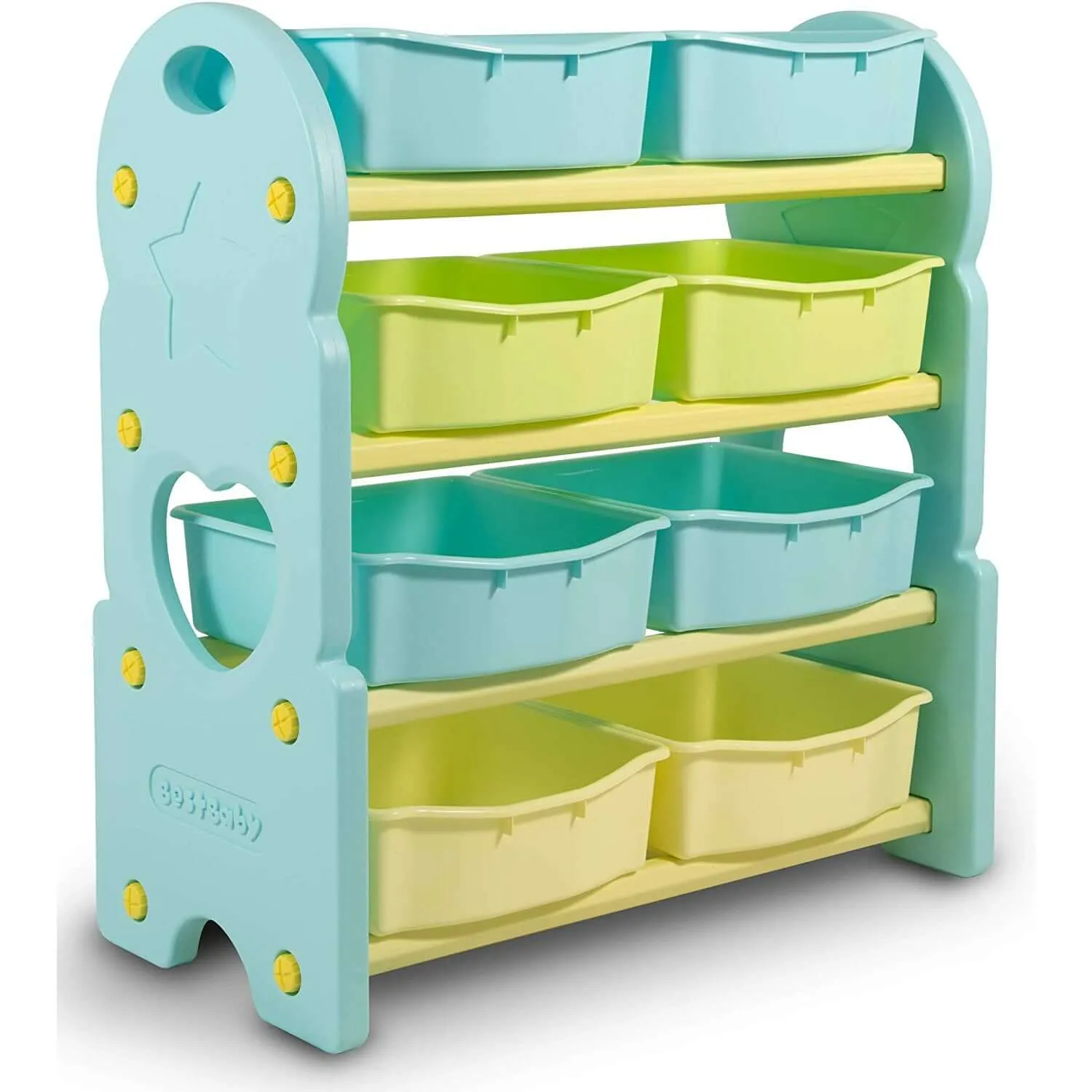 Home Canvas Deluxe Multi-Bin Toy Organizer with Storage Bins | Lightweight Design Toy Storage Box for Kids Play Room - White
