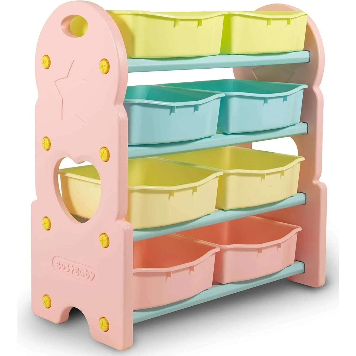 Home Canvas Deluxe Multi-Bin Toy Organizer with Storage Bins | Lightweight Design Toy Storage Box for Kids Play Room - White