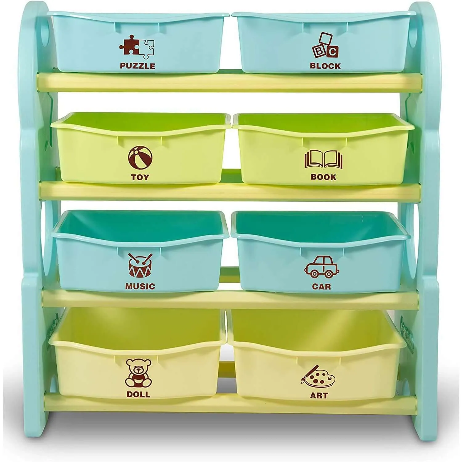 Home Canvas Deluxe Multi-Bin Toy Organizer with Storage Bins | Lightweight Design Toy Storage Box for Kids Play Room - White
